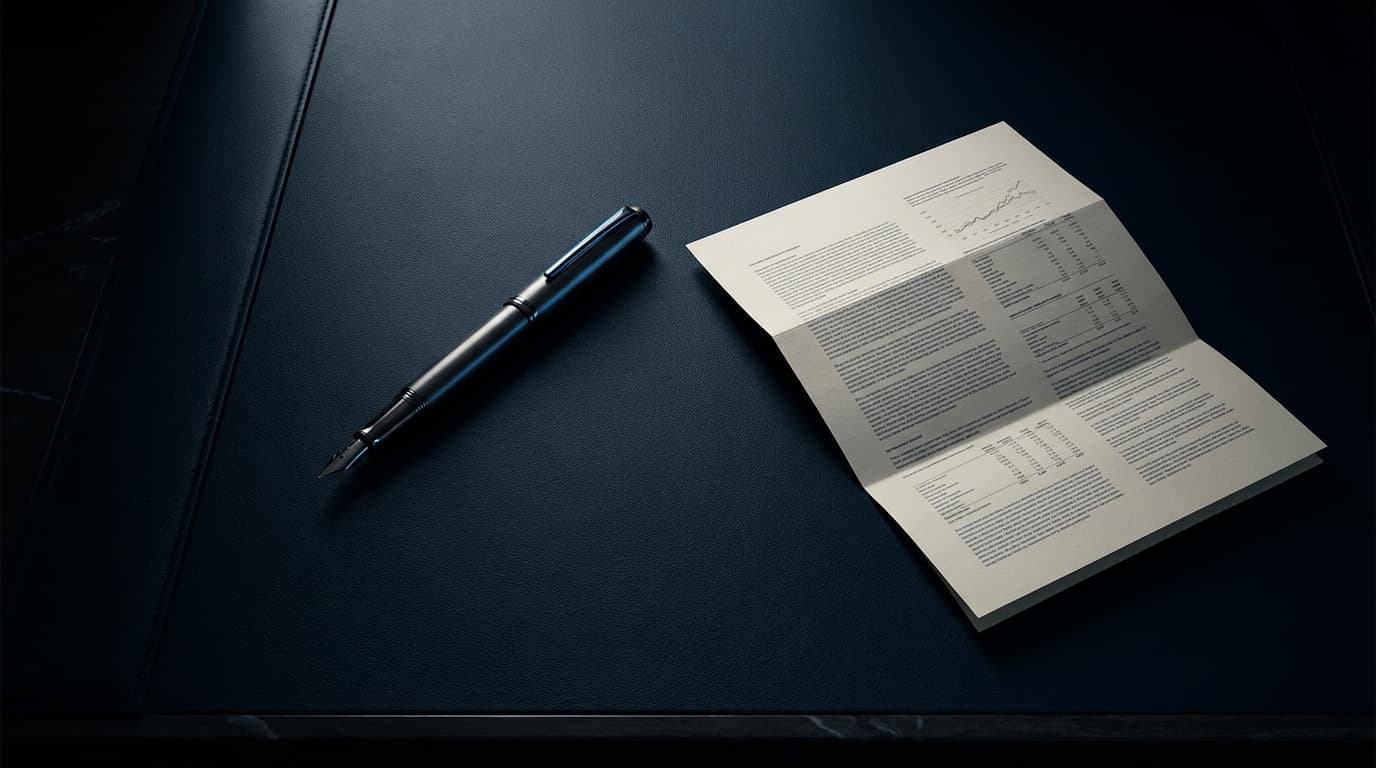 Füllfederhalter auf gefaltetem Vertragsdokument — Letter of Intent